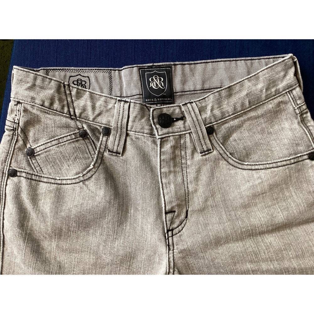 Rock & Republic Motor Jeans 29x30 Grunge Straight Leg Winged Pocket Y2K Rocker - Picture 3 of 9